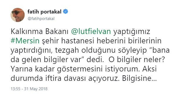 Fatih Portakal'dan Lütfi Elvan'a sert tepki! Yarına kadar süre verdi - Resim: 1