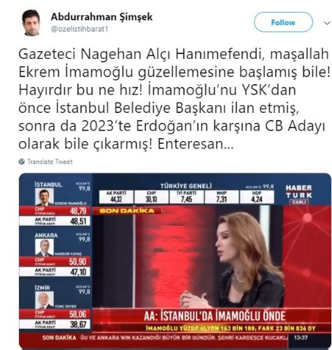 Nagehan Alçı'nın 'İmamoğlu' övgüsüne Sabah'tan tepki: Hayırdır bu ne hız! - Resim: 1