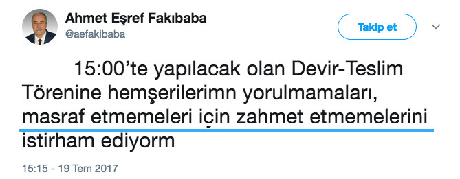 Yeni Bakan Ahmet Eşref Fakıbaba'nın ilk tweet'ine bakın! - Resim: 1
