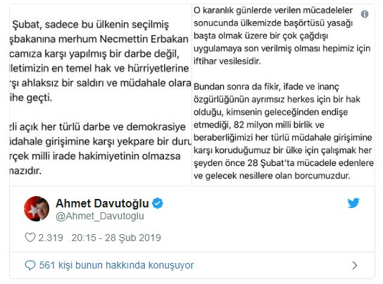 Davutoğlu'ndan Yeni Parti mesajı gibi 28 Şubat açıklaması - Resim: 1
