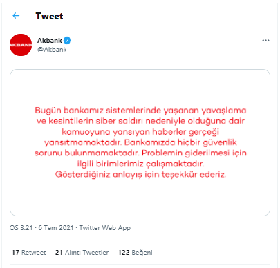 Akbank'tan Siber Saldırı İddialarına Yanıt - Resim: 1