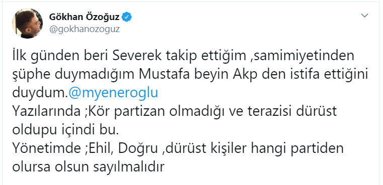 AKP’den istifa eden vekile Gökhan Özoğuz’dan mesaj: Kör partizan olmadığı ve… - Resim: 1