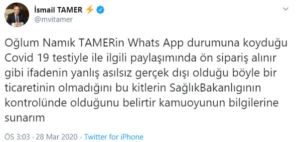 AKP’li vekilin oğlu koronavirüs testi siparişi topluyor iddiası! - Resim: 1