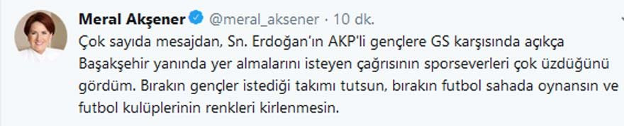 Akşener'den maç sonrası olay tweet: Galatasaray 2-0 Recep Tayyip Erdoğan - Resim: 1