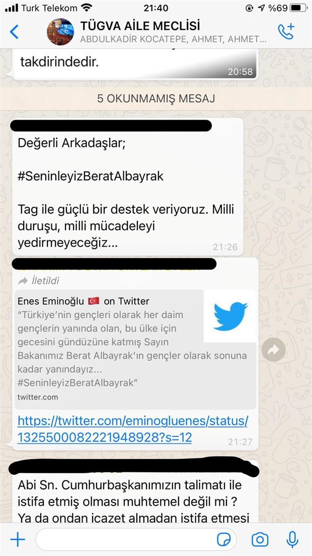 TÜGVA'nın WhatsApp grubunda Berat Albayrak Tartışması - Resim: 1