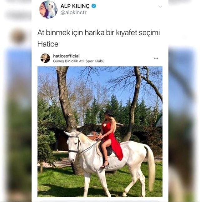 Alp Kılınç Hatice'nin atlı fotoğrafıyla dalga geçince... - Resim: 1