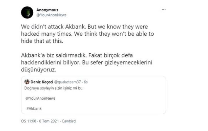 Hacker Grubu Anonymous’tan Akbank Açıklaması - Resim: 1