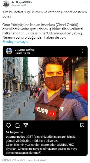 Polisten Tepki Çeken Paylaşım: Cinsel Özürlü İnsanların İzinsiz Yürüyüşü... - Resim: 1