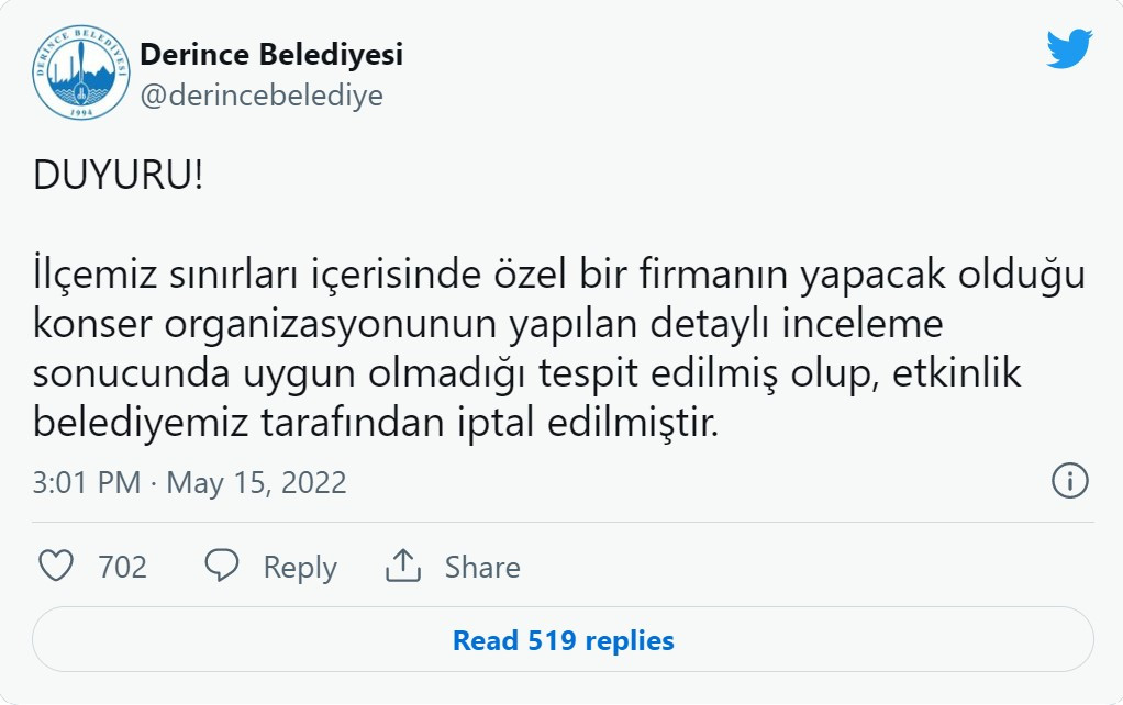 Aynur Doğan’ın konseri AKP'li Belediye Tarafından İptal Edildi. - Resim: 1