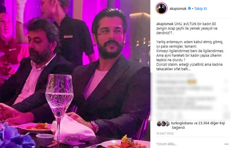 Aşkım Kapışmak'tan 80 kadınla yemek yiyen Burak Özçivit'e eleştiri - Resim: 1