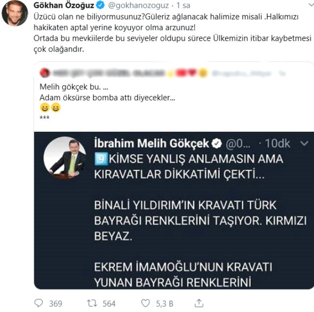 Gökhan Özoğuz'dan Melih Gökçek'e kravat tepkisi - Resim: 1