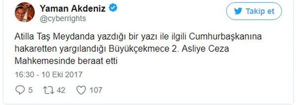 Atilla Taş'ın Cumhurbaşkanına hakaretle yargılandığı davada karar - Resim: 1