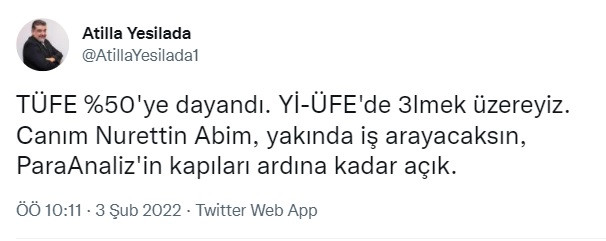 Atilla Yeşilada'dan Flaş Enflasyon Yorumu: Canım Nurettin Abim Yakında İş Arayacaksın - Resim: 1