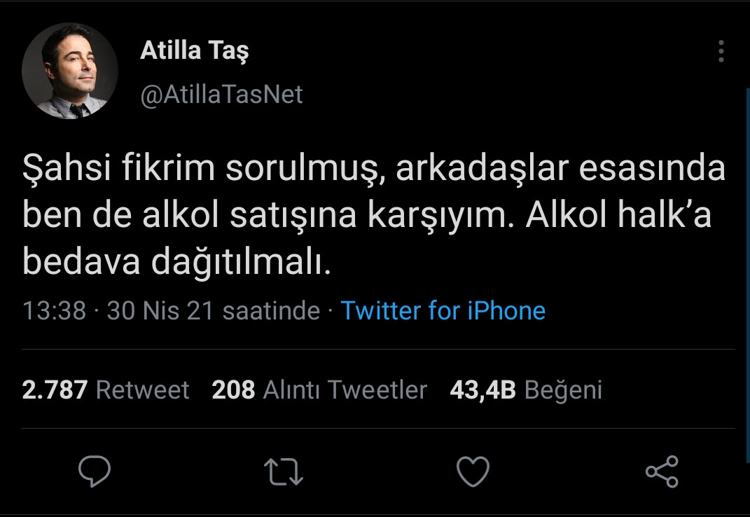 Atilla Taş: Alkol Satışına Karşıyım, Bedava Dağıtılmalı - Resim: 1