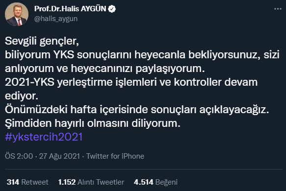 ÖSYM Başkanı Aygün'den YKS Açıklaması! Yerleştirme Sonuçları... - Resim: 1