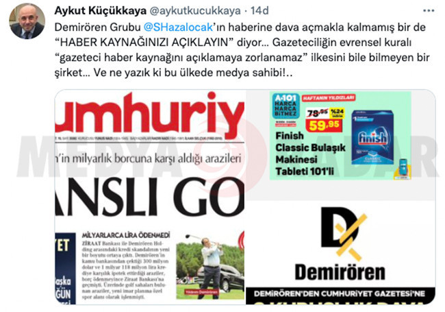 Cumhuriyet'ten Demirören'e Sert Tepki: Ne Yazık ki Bu Ülkede Medya Sahibi.. - Resim: 1