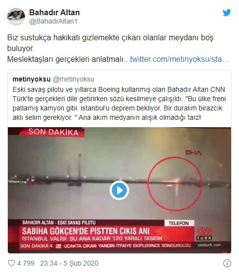 CNN Türk yayınında sözü kesilen eski pilot böyle tepki gösterdi: Biz sustukça meydanı...