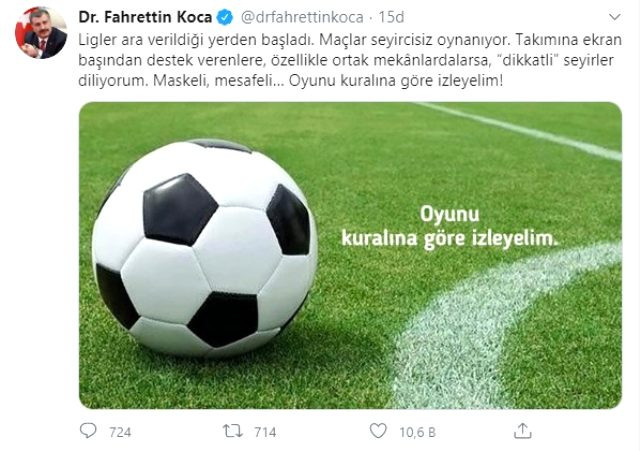 Bakan Fahrettin Koca’dan flaş Süper Lig uyarısı! - Resim: 1