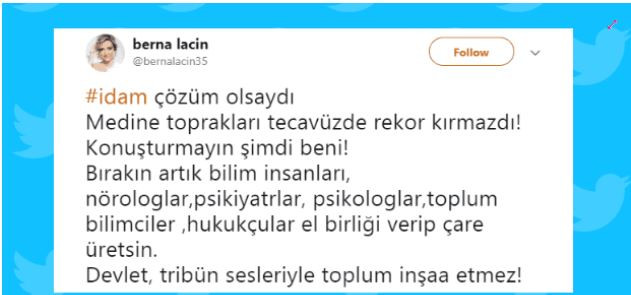Oyuncu Berna Laçin’in, idam tweeti için beraati onandı - Resim: 1