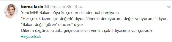 Berna Laçin: Yeni MEB Bakanı Ziya Selçuk’un dilinden bal damlıyor - Resim: 1