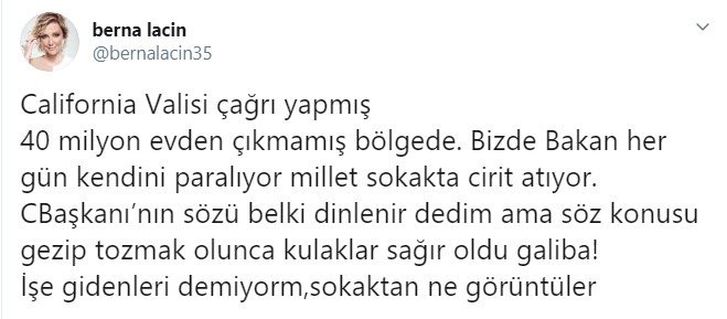 Berna Laçin’den sokağa çıkanlara tepki - Resim: 1