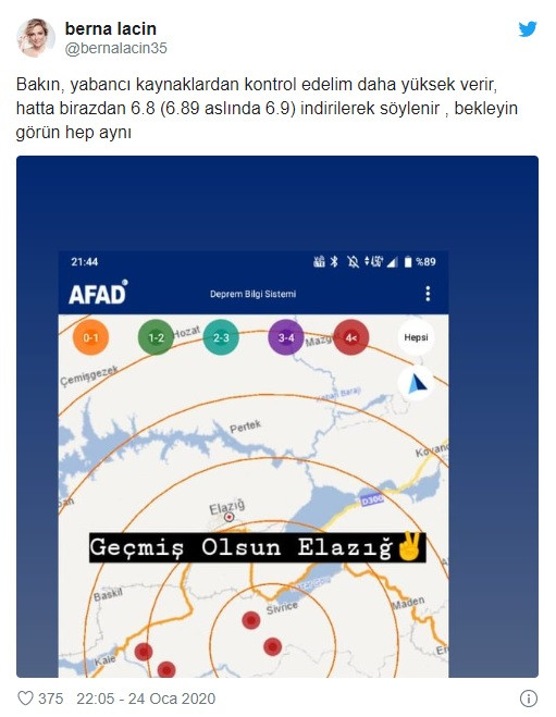 Berna Laçin'in Elazığ depremi paylaşımına tepki yağdı - Resim: 1