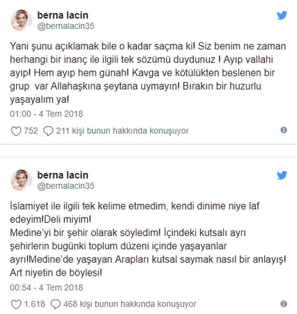 Berna Laçin'in sosyal medya paylaşımına soruşturma! - Resim: 1