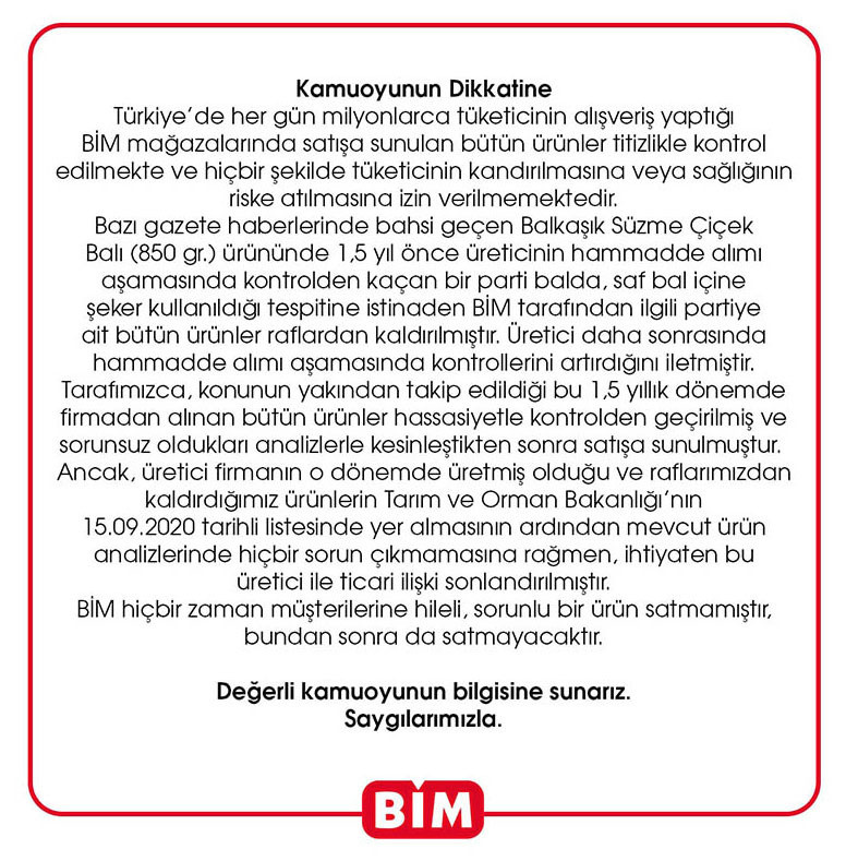 BİM'den sattığı hileli balla ilgili flaş açıklama - Resim: 1