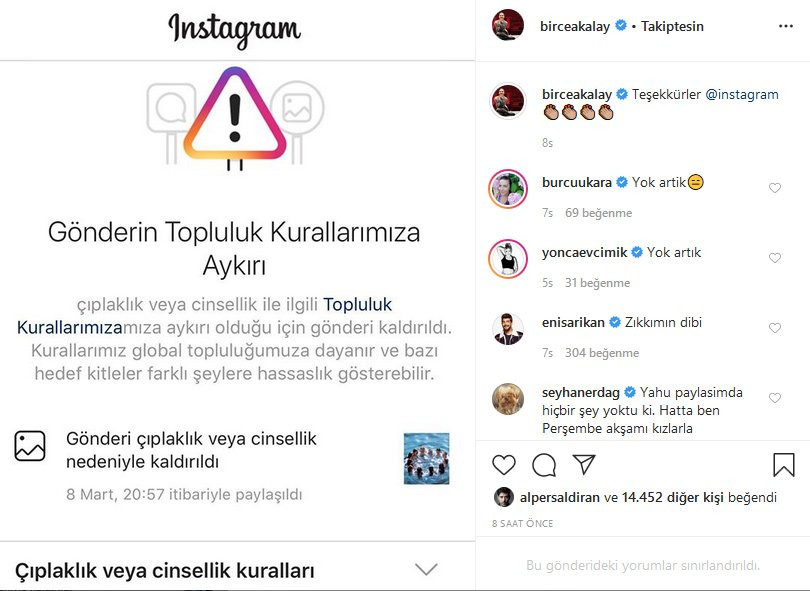 Birce Akalay’ın paylaşımı çıplaklık ve cinsellik nedeniyle kaldırıldı - Resim: 1