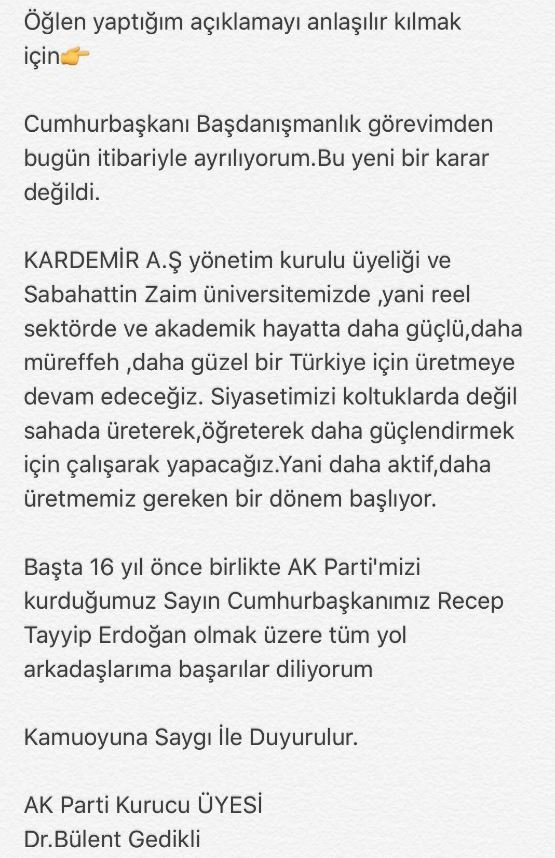 Son dakika: Erdoğan'ın başdanışmanı Bülent Gedikli bu tweet yüzünden mi istifa etti? - Resim: 2