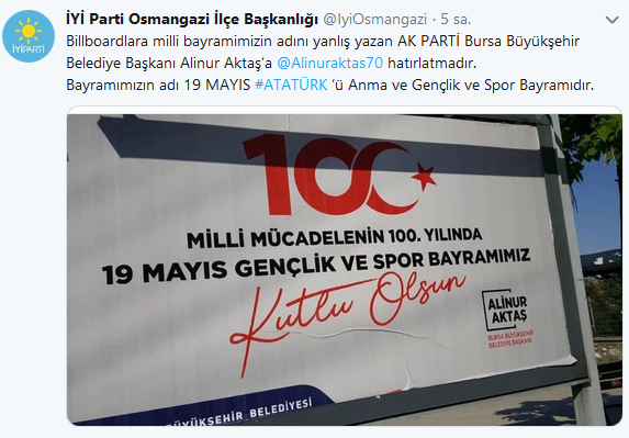 Bursa Büyükşehir Belediyesi’nden skandal 19 Mayıs afişi! - Resim: 1