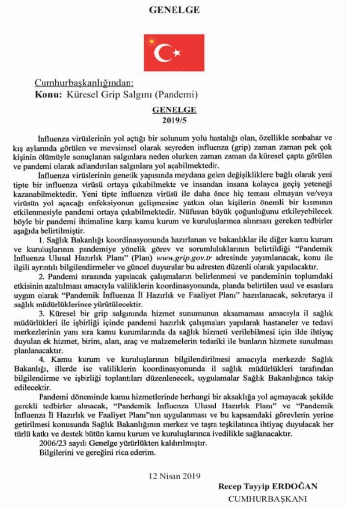 Erdoğan tam 11,5 ay önce Pandemi genelgesi yayınlamış - Resim: 1