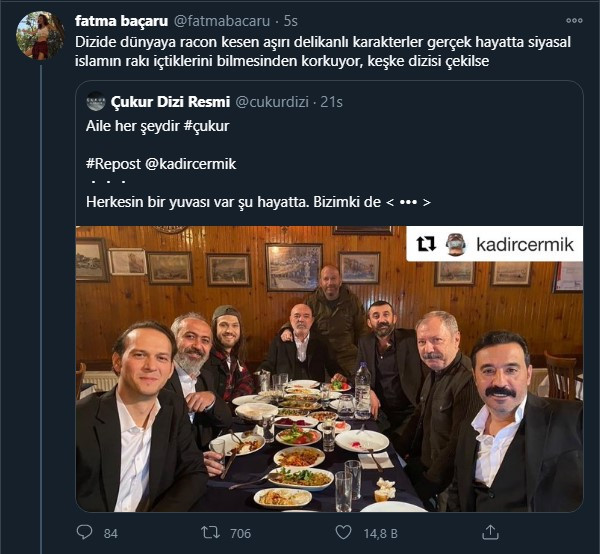 Çukur dizisinin korkusuz ailesi fotoğraf çekilirken masadaki rakıyı sakladı mı? - Resim: 1