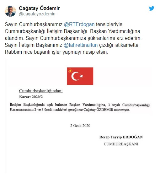 Erdoğan Çağatay Özdemir'i İletişim Başkan Yardımcısı yaptı - Resim: 1