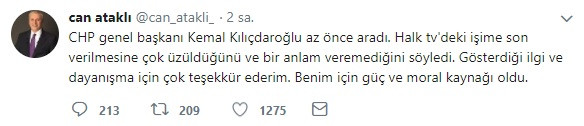 Can Ataklı: Kılıçdaroğlu Halk TV'deki işime son verilmesine... - Resim: 1