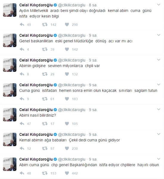 Celal Kılıçdaroğlu'ndan bomba tweet: Kemal Kılıçdaroğlu istifa edecek - Resim: 1