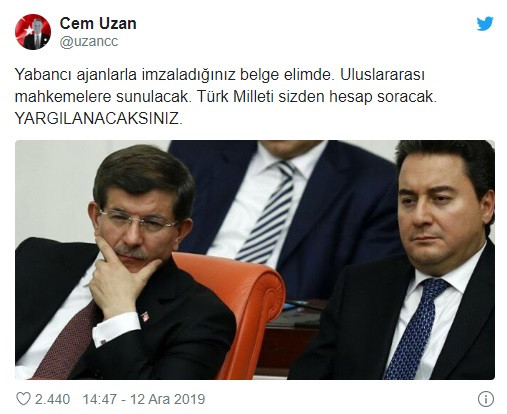 Cem Uzan'dan Davutoğlu ve Babacan'a: Belge elimde yargılanacaksınız - Resim: 1
