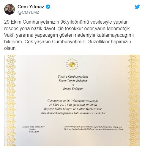 Cem Yılmaz Sarayın davetine neden katılmıyor? - Resim: 1