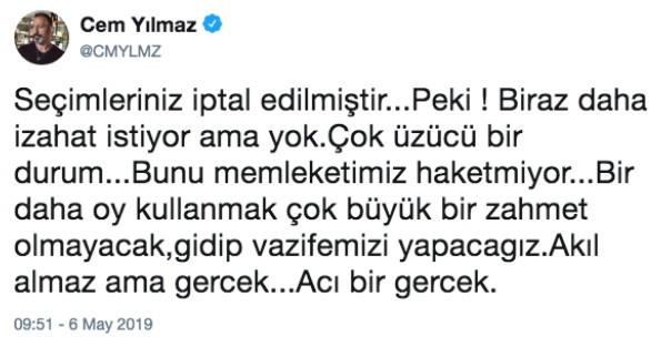 YSK'nın kararına Cem Yılmaz'dan tepki: Bunu memleketimiz hak etmiyor - Resim: 1