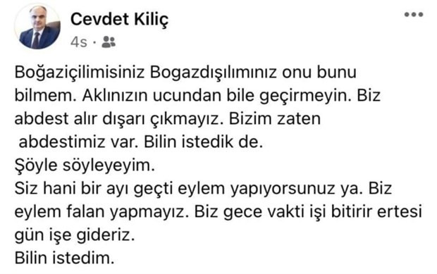 İlahiyat Dekanında Boğaziçililere tehdit: Bir gece vakti işi bitiriiiz - Resim: 1
