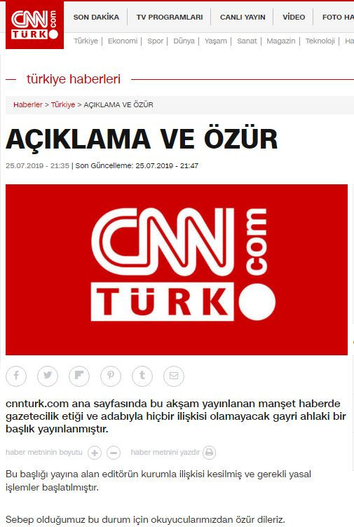 CNN Türk'ten skandal küfürlü manşet! Editör kovuldu, özür dilendi - Resim: 1