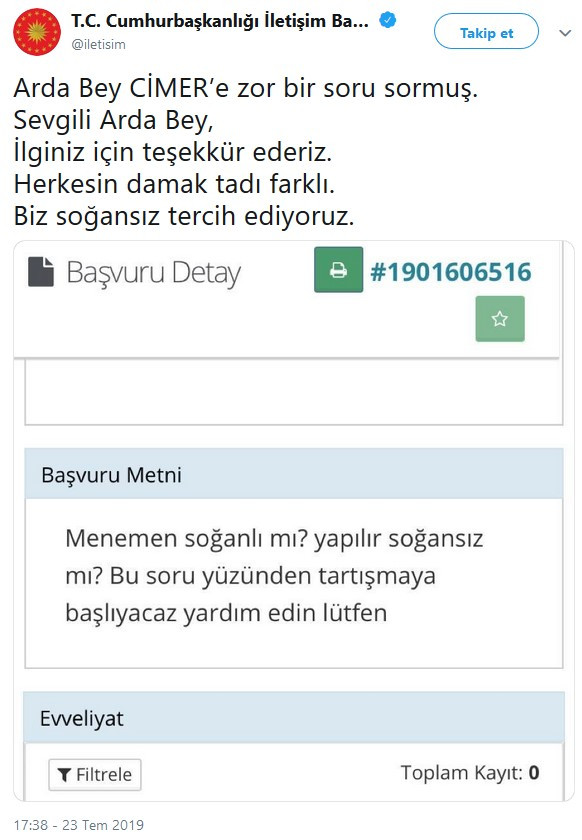Menemen soğanlı mı soğansız mı olur sorusuna Cumhurbaşkanlığı ne dedi? - Resim: 1