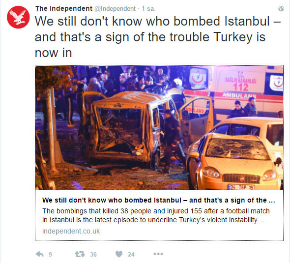 The Independent PKK'yı değil Erdoğan'ı suçladı - Resim: 1
