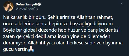 Defne Samyeli’den hem başsağlığı mesajı hem de tespit - Resim: 1