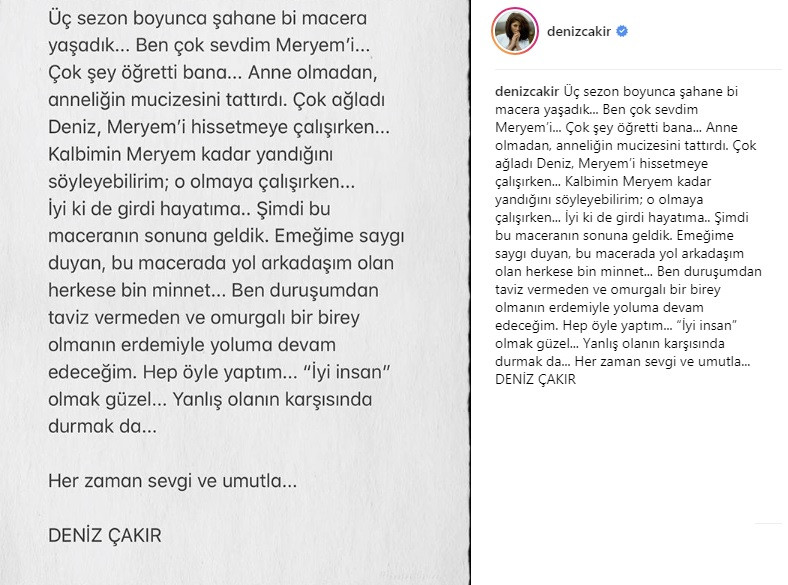 Eşkıya Dünyaya Hükümdar Olmaz’dan ayrılan Deniz Çakır’dan ilk açıklama - Resim: 1