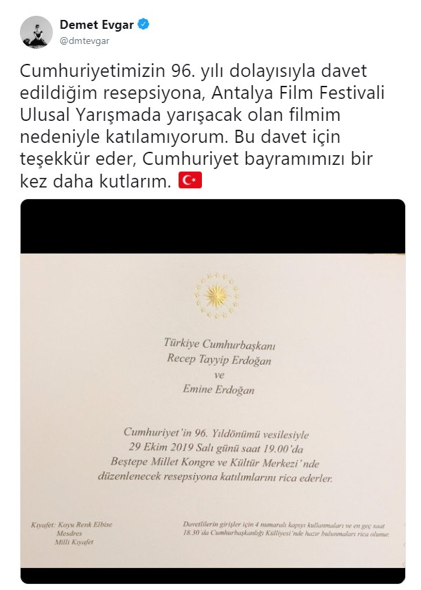 Demet Evgar Saray’daki resepsiyona katılmayacak - Resim: 2