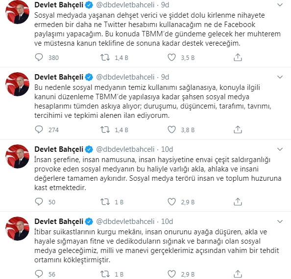 Bahçeli'den flaş karar: Twitter ve Facebook hesabını kapattı - Resim: 1