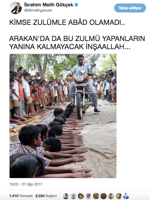 Gökçek Arakan'daki zulüm diye Hindistan'dan fotoğraf paylaştı! - Resim: 1