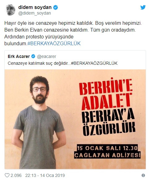 Didem Soydan'dan Berkay Ustabaş çağrısı: Hepimiz Berkin Elvan'ın cenazesine katıldık - Resim: 1
