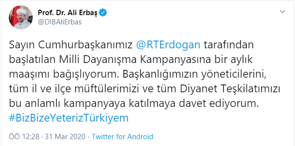Diyanet İşleri Başkanı Ali Erbaş'ın bir maaş bağışlaması eleştirildi - Resim: 1
